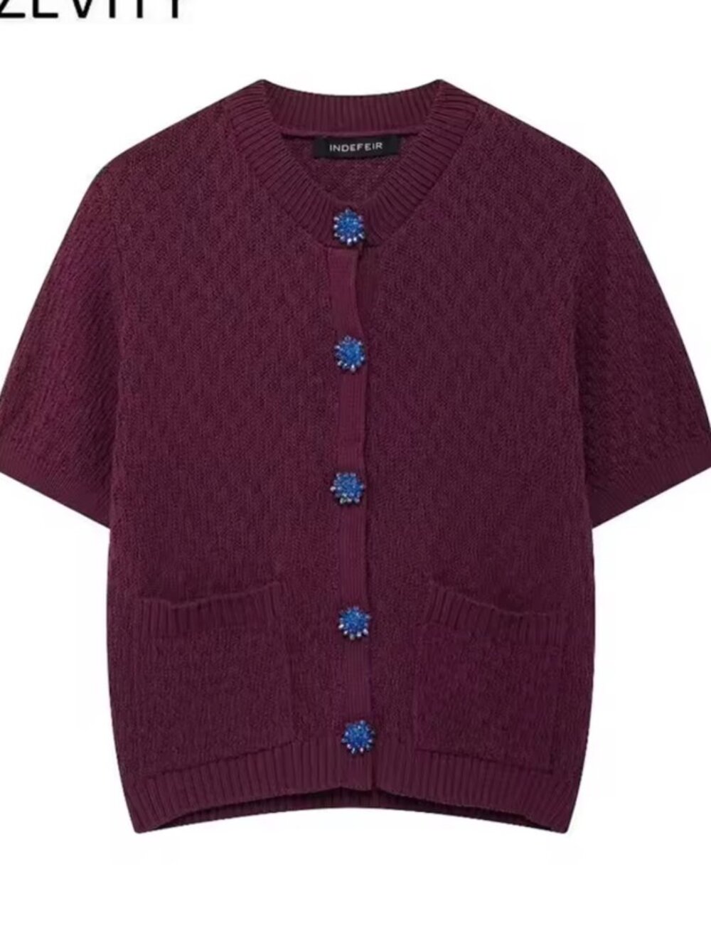 Burgundy Jewel Button Knit Cardigan